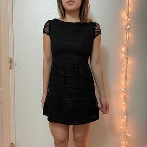 Three Pink Hearts: black lace mini dress